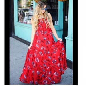 NWOT Free People Maxi Dress Red & Blue Size Small